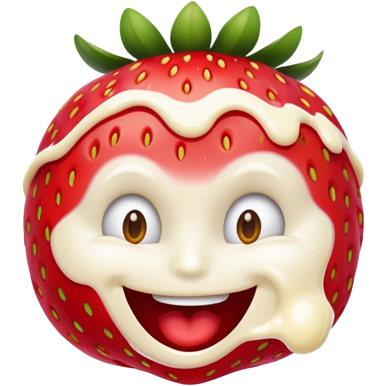 strawberry smirking covered in cream emoji