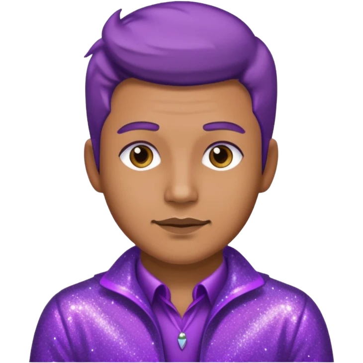 man supervisor wearing glitter purple glittery clothes emoji