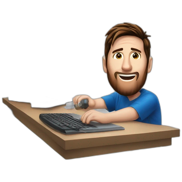 messi tecleando en una computadora emoji
