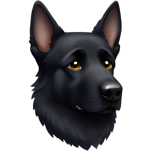 All black German shepherd with glitter sad face  emoji
