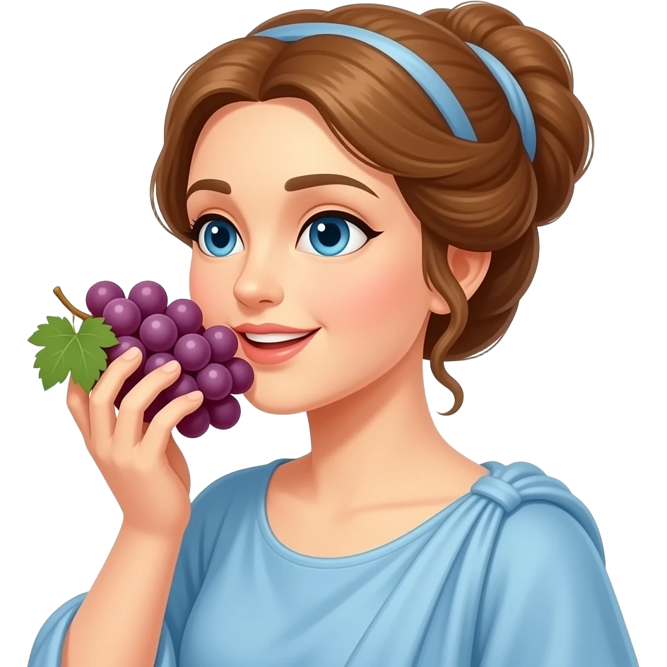 Sappho eating a bunch of grapes in her hand emoji