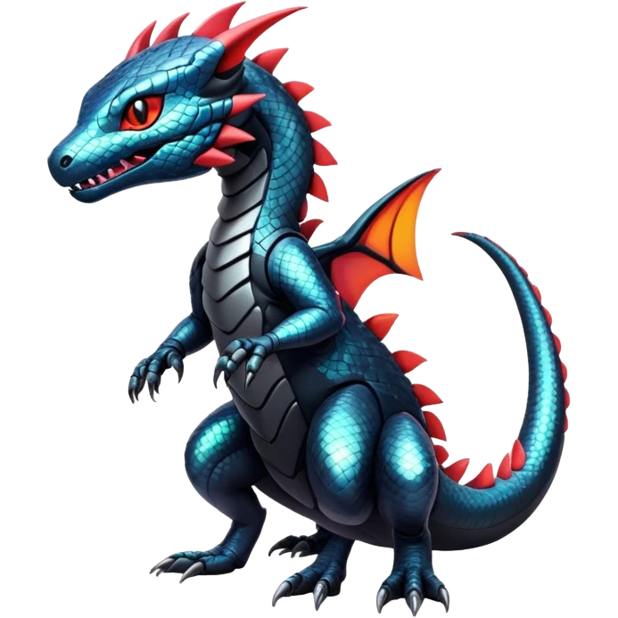 Modern Futuristic Scaly IridescentCyber-Salandit-Litten-Hybrid (Full body) emoji