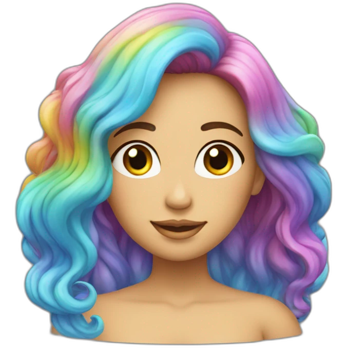 Sirène avec cheveux arc-en-ciel emoji