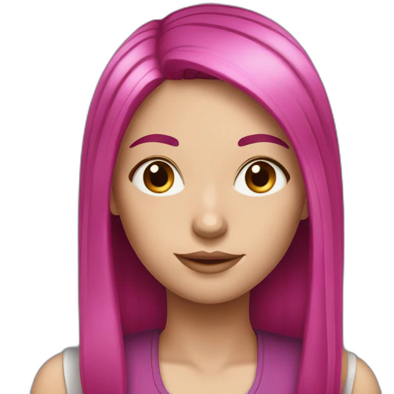 White girl with medium long straight magenta hair  emoji
