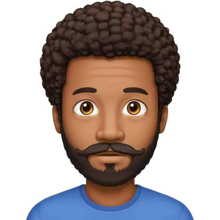 black man with beard, mustache, and short afro emoji