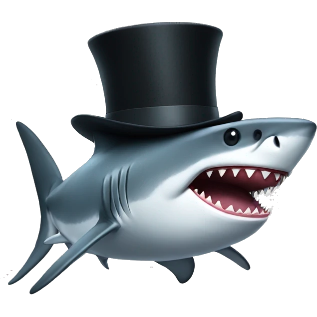 Shark with a top hat emoji