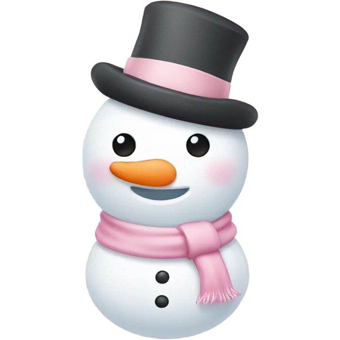 Cute white and light pink snowman emoji