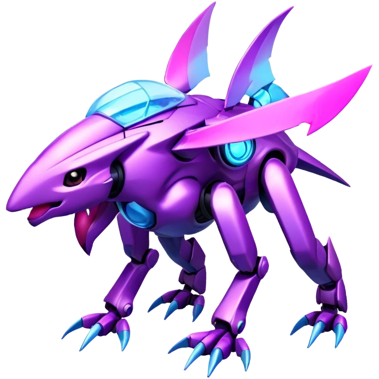 Futuristic Cool Cute Edgy Shiny Ethereal Legendary Digimon-Genesect-Palkia-hybrid full body emoji