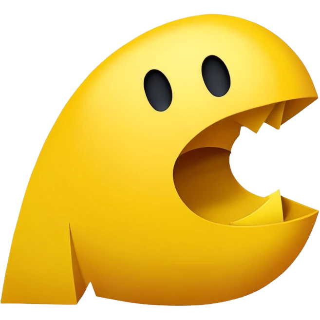 Perfect side profile of classic Pacman, yellow circle with triangular wedge cut out for mouth, showing only the side view, no front view emoji