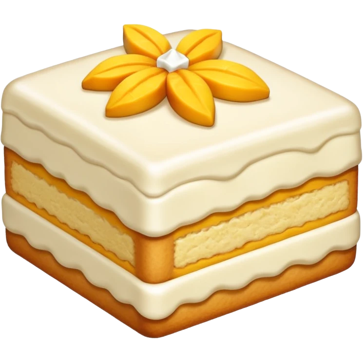Piece of cake: vanilla biscuit, mango filling emoji