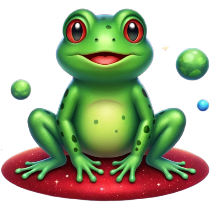 Frog Happy Cute Red Glitter Space emoji