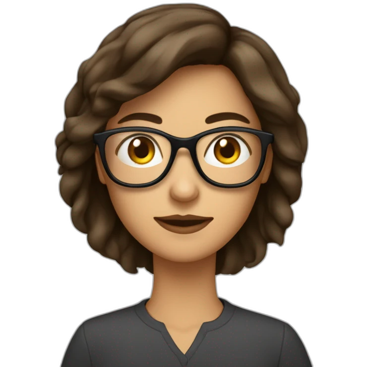 Une femme brune avec un carré et des lunettes emoji