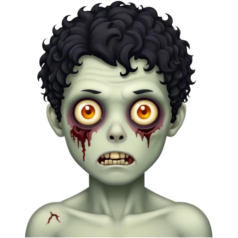 vintage zombie boy black curly hair emoji
