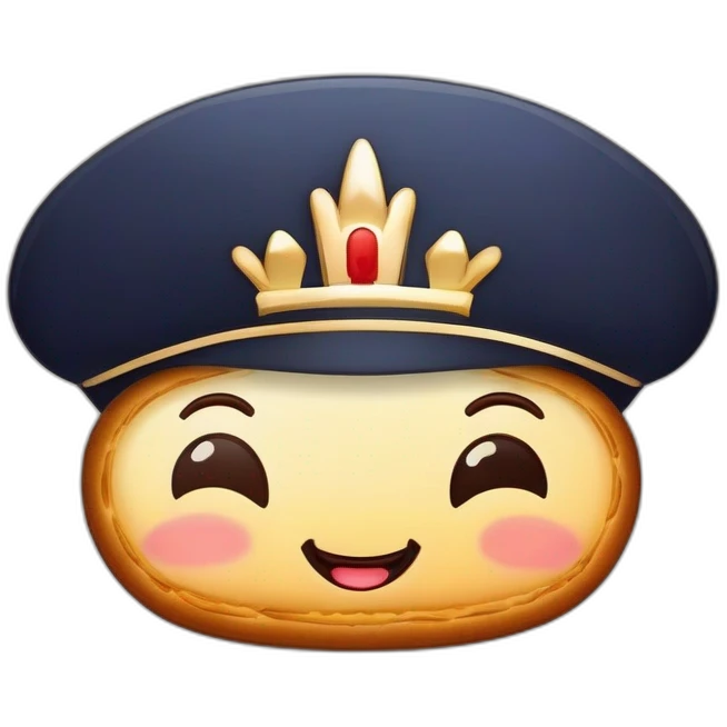 baguette with a french cap and a crown emoji