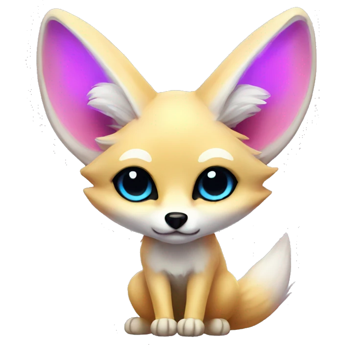 Kawaii neon fennec fox    emoji