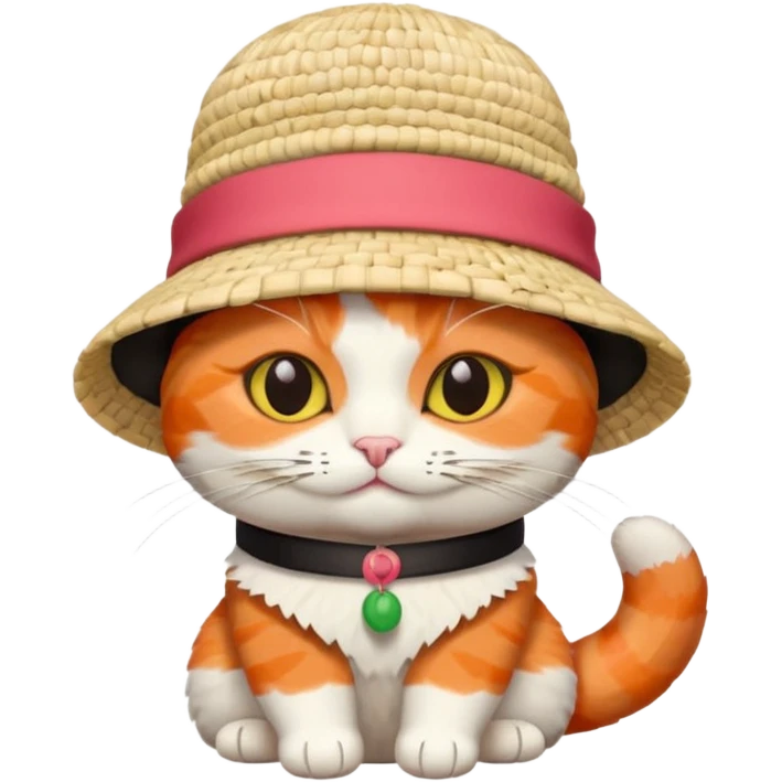 cat wearing a hat made out of sushi emoji