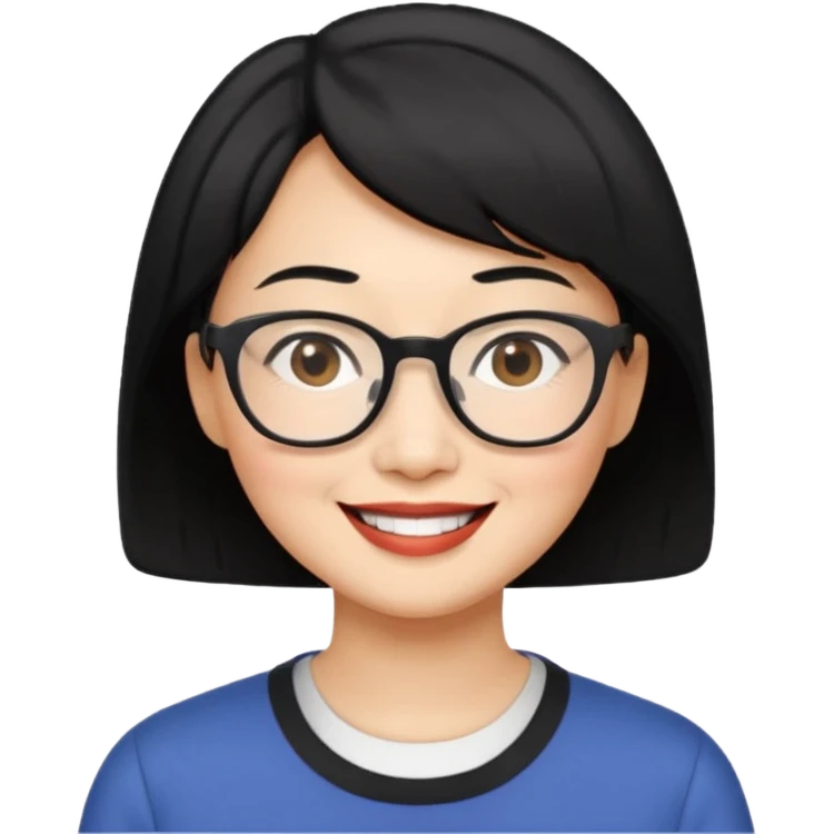 Asian middle-aged woman with short hair in glasses emoji