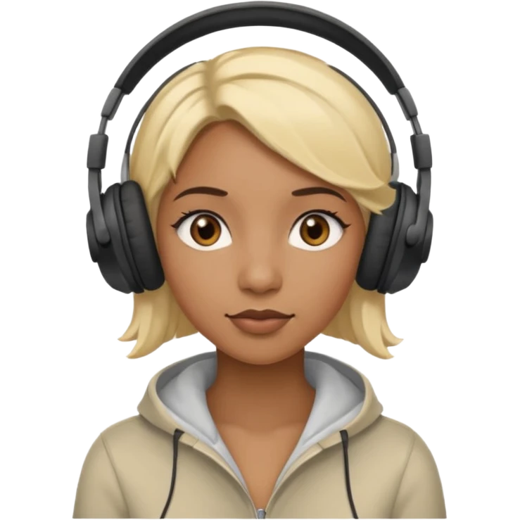 blonde black woman wearing headphones emoji