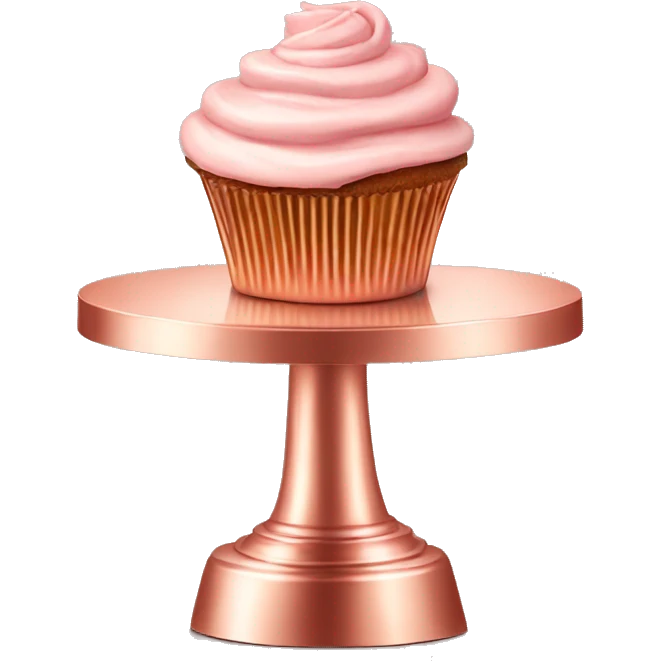 Realistic isolated empty rose gold cupcake stand. emoji