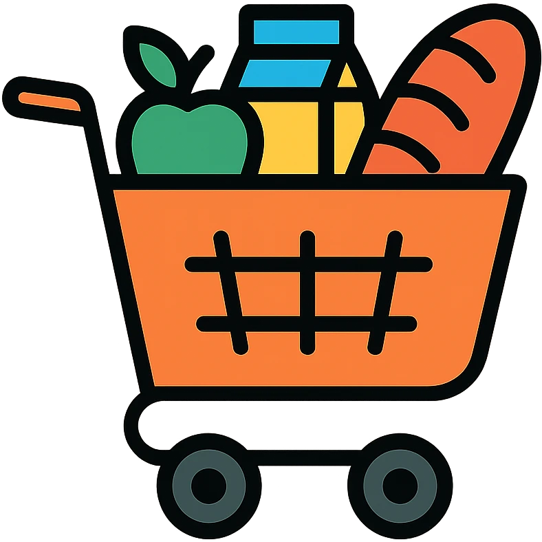 Shopping cart icon with products inside emoji