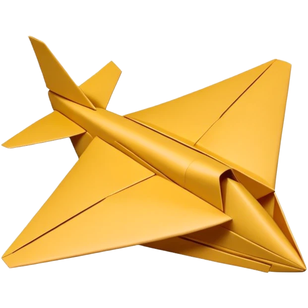 3D render of Paper Airplane made entirely of folded origami paper, sharp creases, cardboard texture, matte finish, visible paper grain, craft aesthetic,  apple emoji style, isolated on white background --v 6.0 emoji