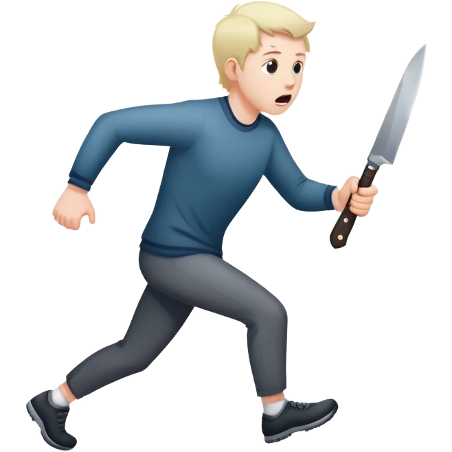 Frightened person sprinting away from a shadow with a knife emoji