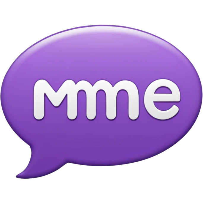 Purple Speech bubble sticker that says "me" in white letters  emoji