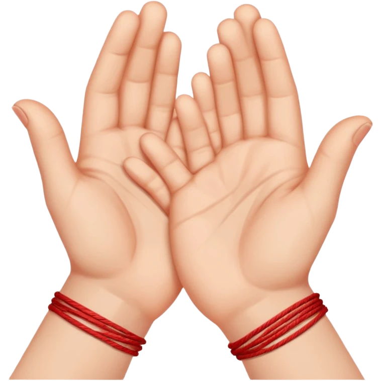 Dos manos entrelazadas con una hilo rojo emoji