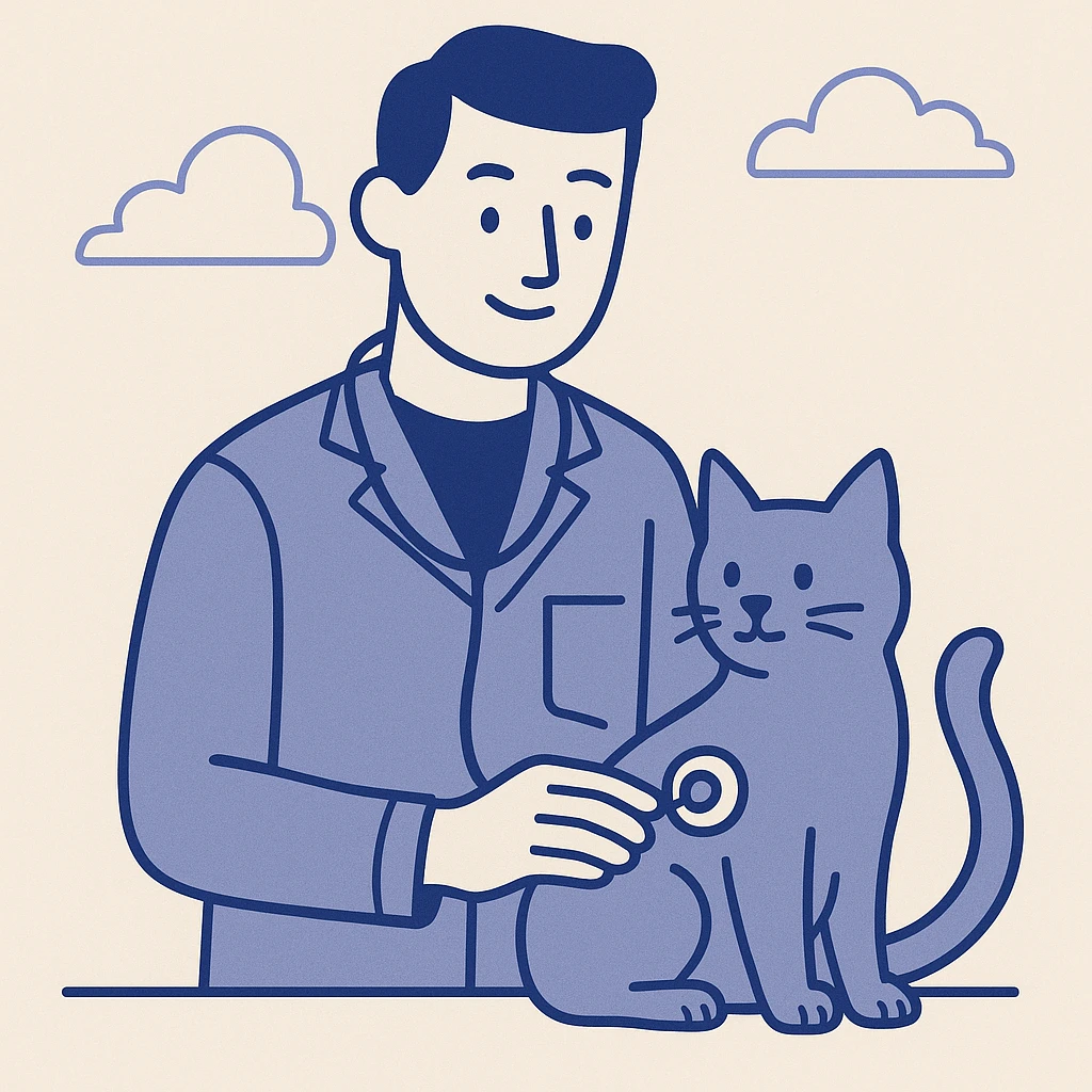 veterinarian examining a cat emoji