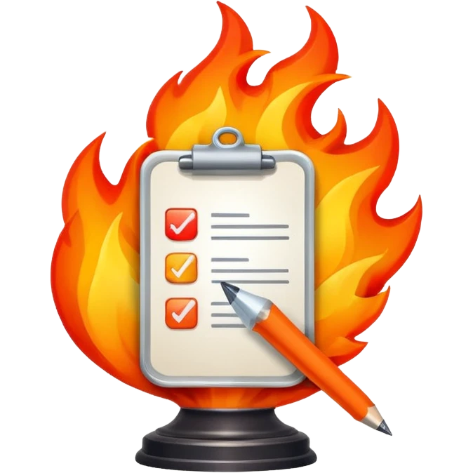 A To-do list on fire. Representing fast completion. This will be an app achievement so make it kind of high end ux looking or even like a fun trophy emoji
