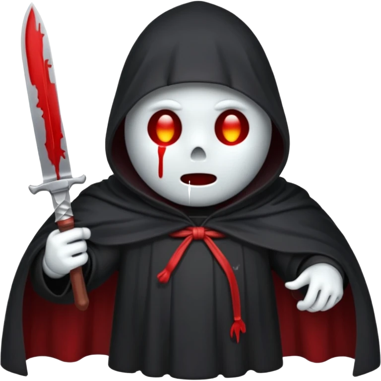 make a ghost face emoji with a cloak on and a bloody knife from the movie scream emoji
