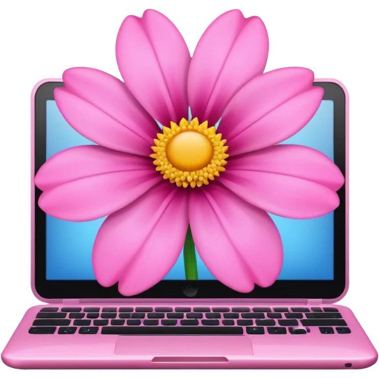 Computer on a pink Flower emoji
