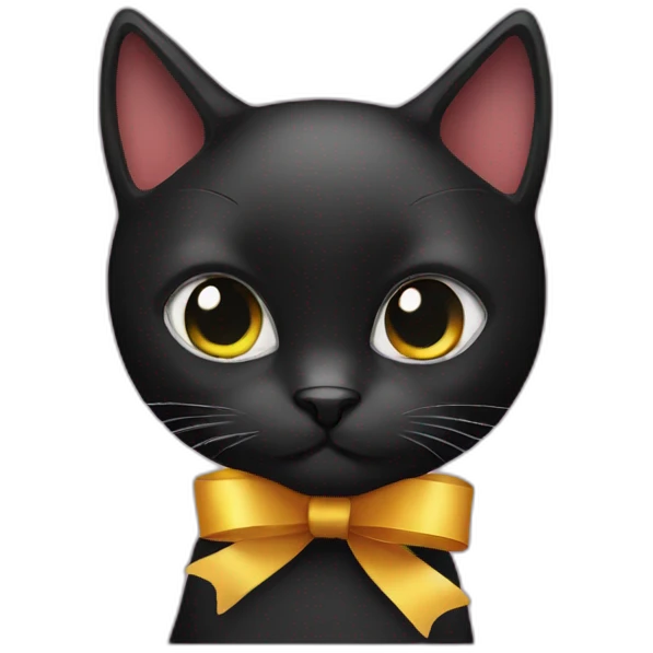 black cat with ribbon emoji