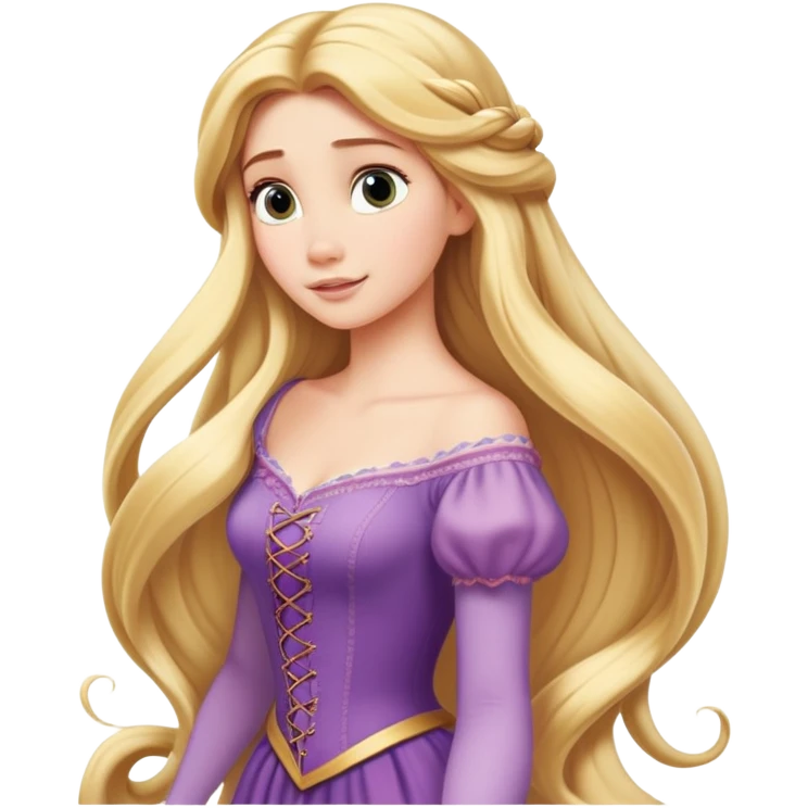 Disney Princess Rapunzel with extremely long flowing blonde hair emoji