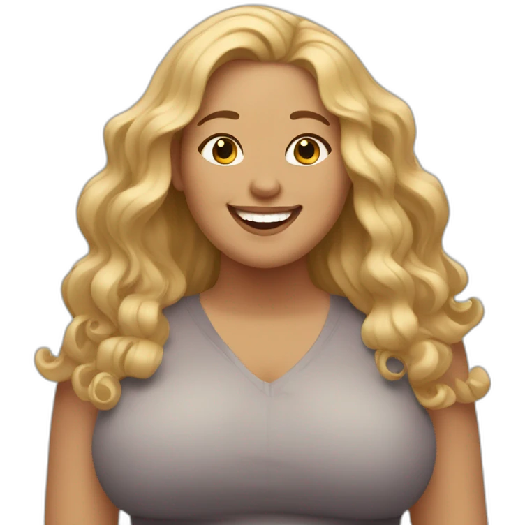 very happy plus-sized woman with blonde wavy hair emoji