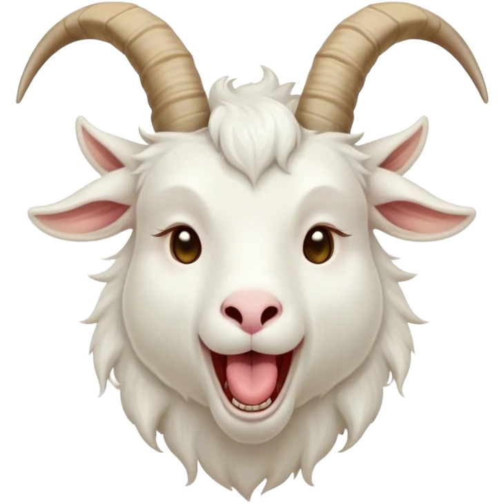Cinematic Cute Yawning White Goat Portrait Emoji, Head tilted slightly with a dramatic, wide-open yawn, showcasing a soft, downy white fur with delicate horns and gently drooping ears, round eyes barely open in drowsy contentment, Simplified yet irresistibly adorable features, highly detailed, glowing with a soft, cozy glow, high shine, relaxed yet expressive, stylized with a touch of whimsy, bright and endearing, soft glowing outline, capturing the essence of a sleepy yet affectionate goat, so drowsy it feels like it could stretch out of the screen and curl up for a nap! emoji