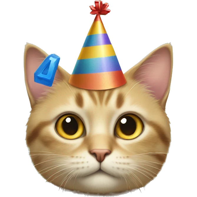 cat wearing a birthday hat winning at scrabble emoji