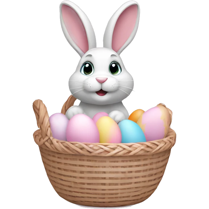 easter bunny with egg light pink basket emoji