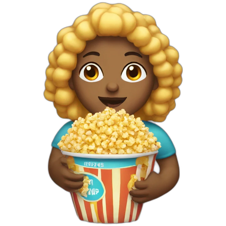 Big woman eating pop corn  emoji