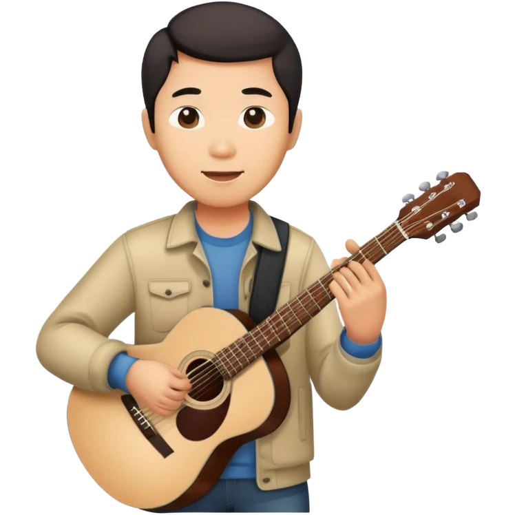 An asian man playing acoustic guitar emoji