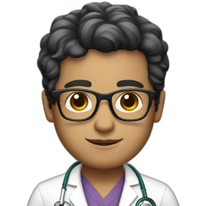 AI latin doctor dark hair and glasses emoji
