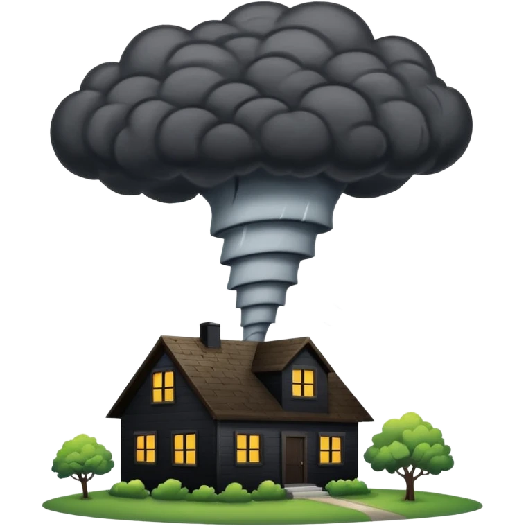 Tornado in storm with home emoji