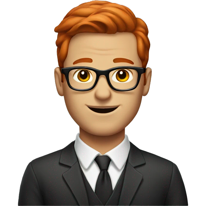 Redhead man with glasses clean shaven emoji
