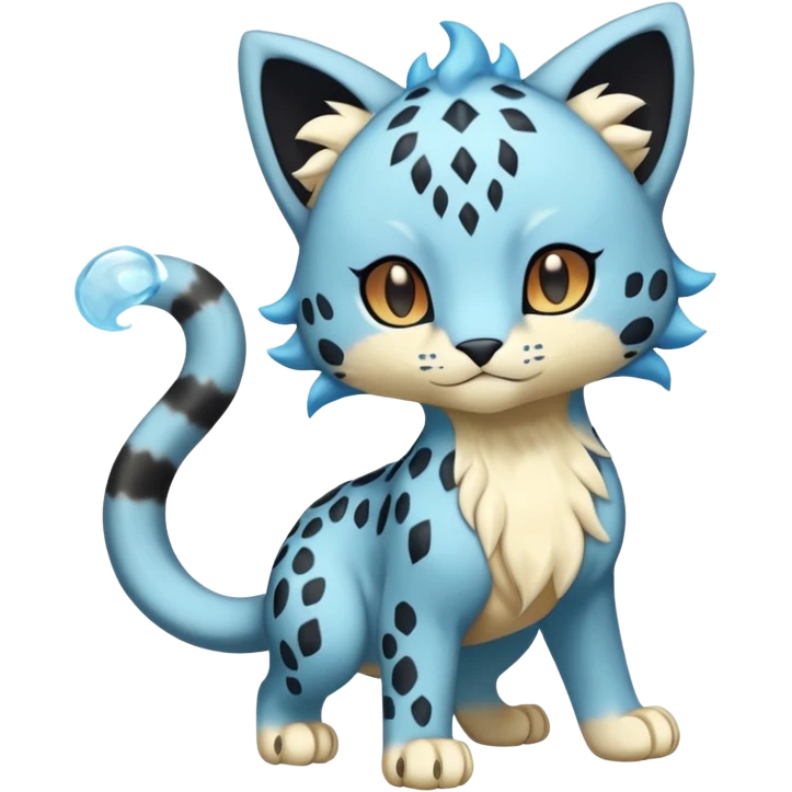 Icy Elemental Pawny Cute Innocent Liepard-Amaura-Litten-Sprigatito-Pokémon-fusion-creature (full body) emoji