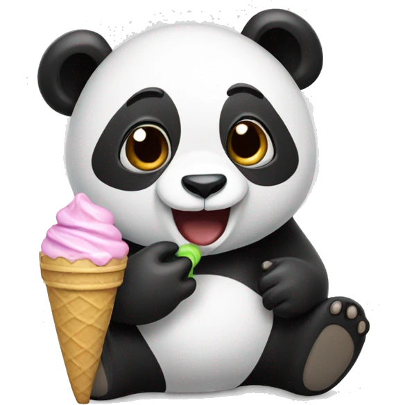 Panda eating ice cream emoji