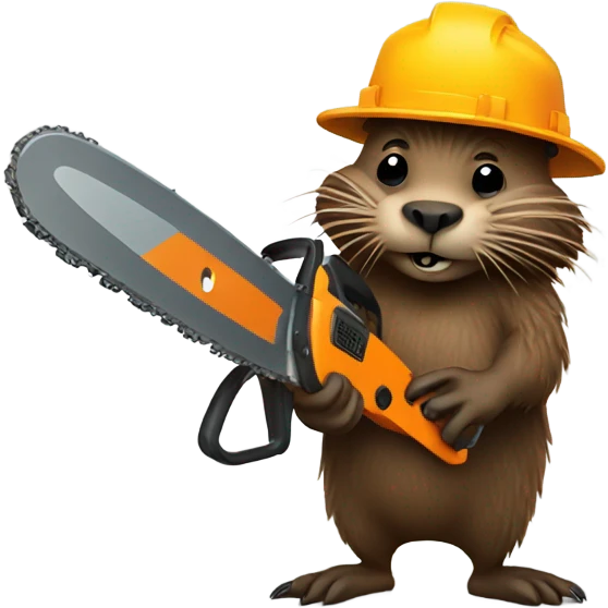Beaver holding a chainsaw with dreadlocks  emoji