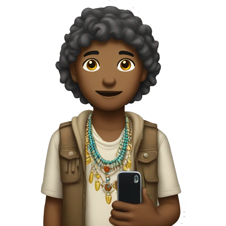 " native boy with phone and jewelry" emoji