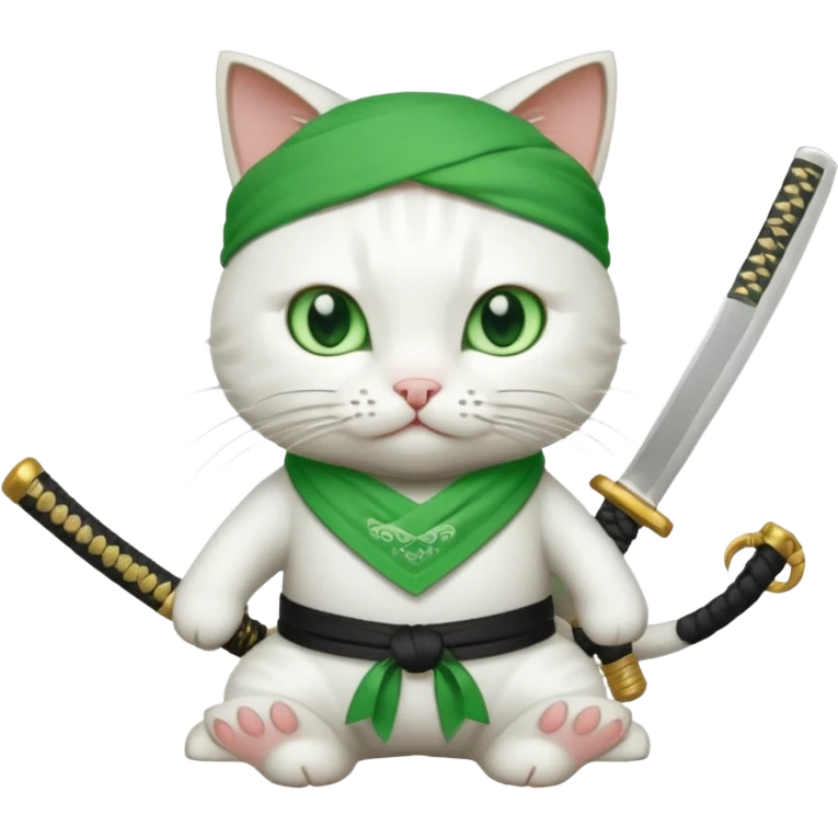 un gato blanco con reeferencia a roroa zoro emoji