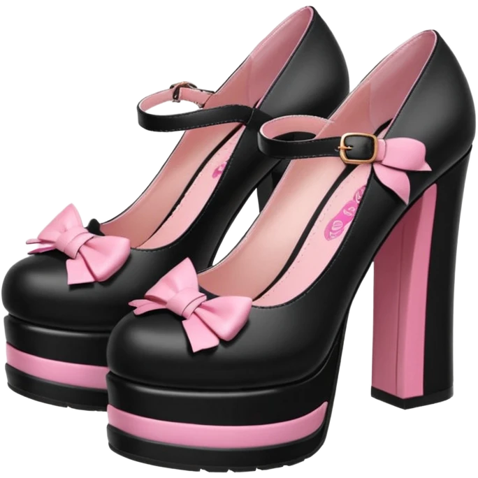 BLACKPINK-inspired gothic shoes, no hearts, black and pink, cute  emoji