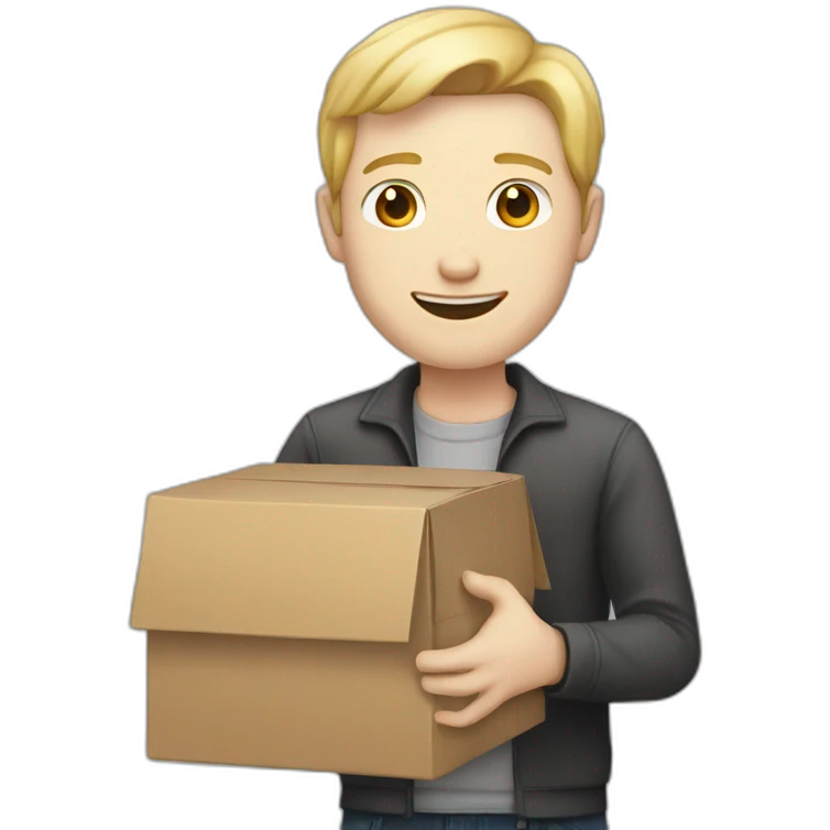 Pale skinned Man with box into the hands emoji